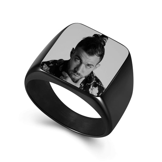 Square Photo Black Personalized Custom Photo Ring-silviax