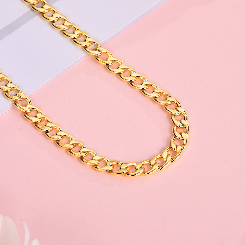 Cuban Link Chain 6mm Gold Plated Necklace Copper Chain-silviax