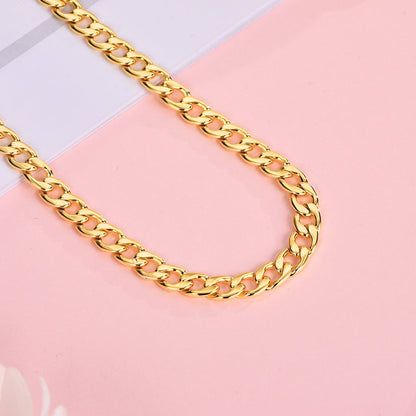 Cuban Link Chain 6mm Gold Plated Necklace Copper Chain-silviax