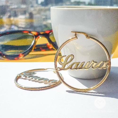 30mm And 60mm Gold Plated Custom Hoop Name Earrings-silviax