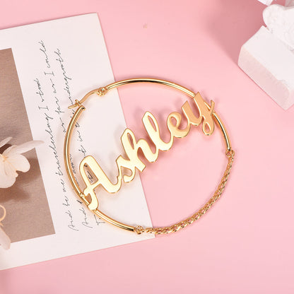 Hoop with Chain Personalized Name Earrings