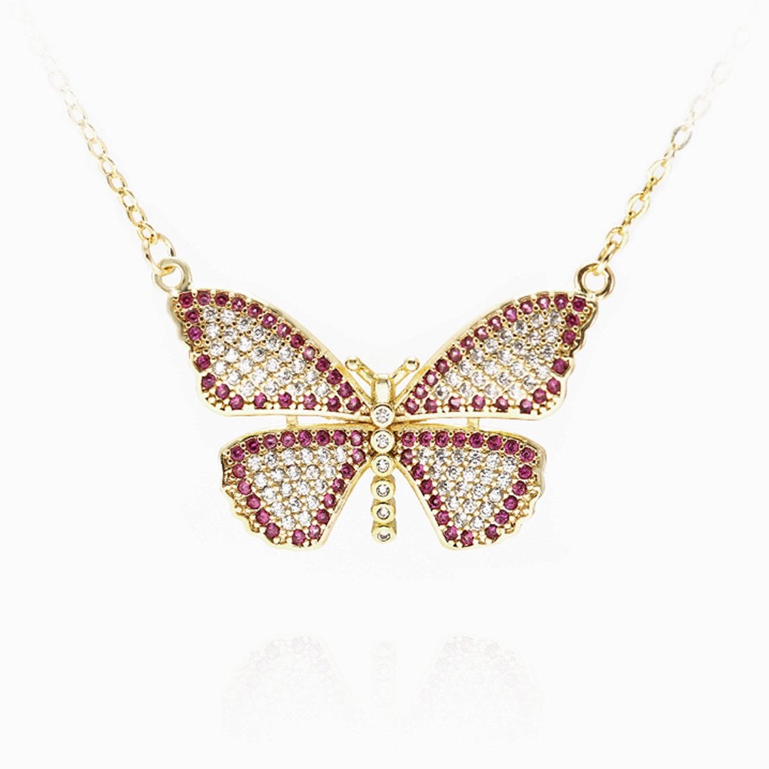 Gold-plated Zircon Butterfly Necklace-silviax