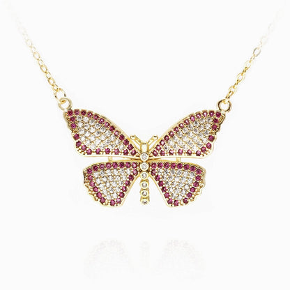 Gold-plated Zircon Butterfly Necklace-silviax