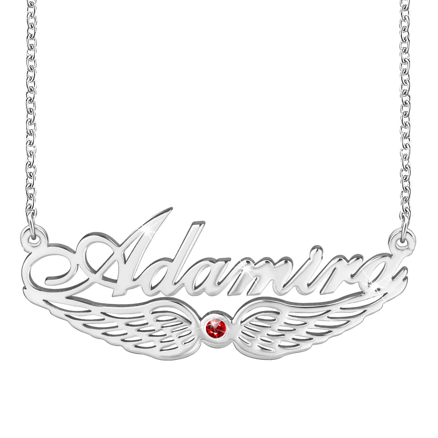 Angel Wing Nameplate Pendant with Birthstone Gold plated Personalized Custom Name Necklace-silviax