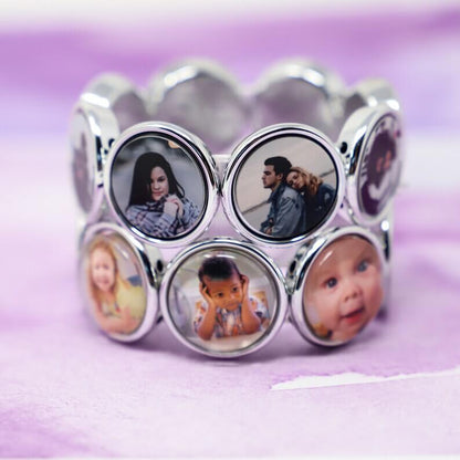 7 To 9 Photos Round White Gold Personalized Custom Photo Bracelet-silviax