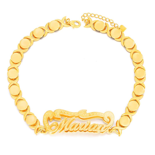 Double Layer Personalized Custom Gold Plated Name Bracelet-silviax