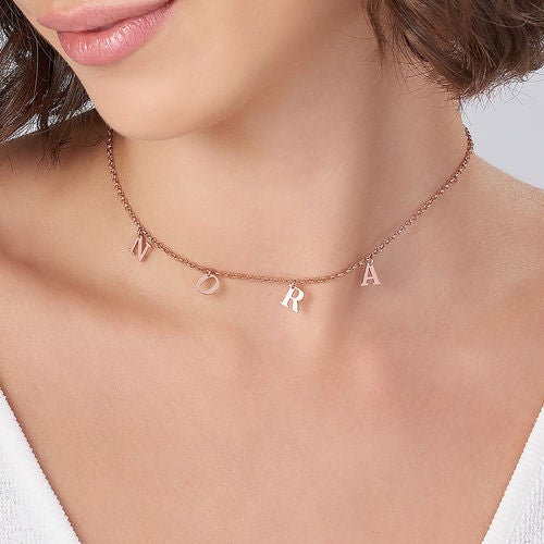 Custom Gold Plating Choker Initial Necklace-silviax