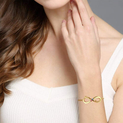 Gold Plated Personalized Two Names with Birthstone Infinity Bracelet-silviax