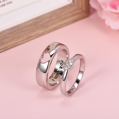 Sterling Silver Heart Couples Rings Personalized Custom Engraved Ring