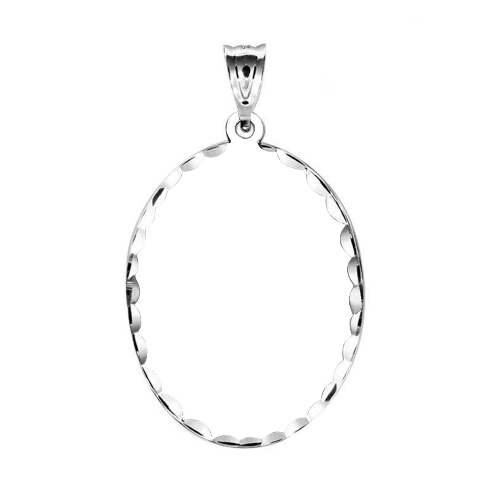 Oval Pendant with Diamond Cut White Gold Personalized Photo Necklace-silviax