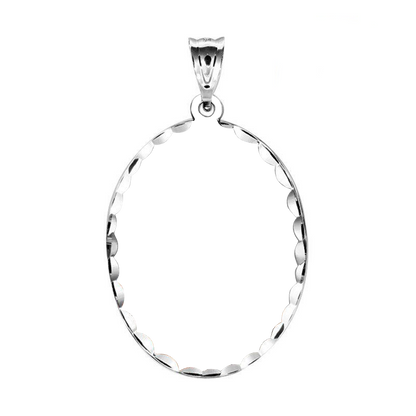 Oval Pendant with Diamond Cut White Gold Personalized Photo Necklace-silviax