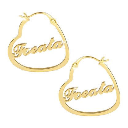 Gold Plating Personalized Heart Name Earrings-silviax