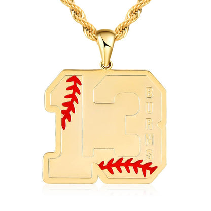 Baseball &amp; Softball Sports Number With Name Personalized Custom Gold Plated Number Necklace-silviax