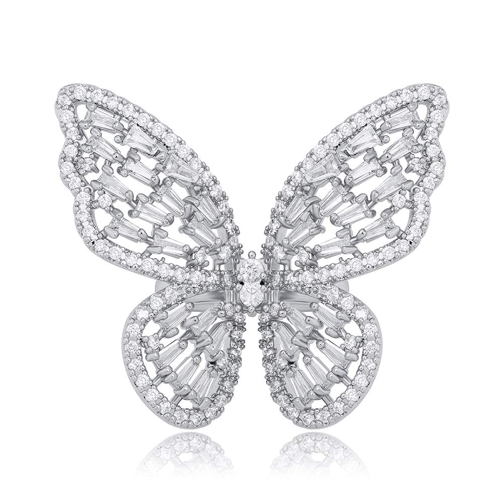 Sparkling Butterfly Cubic Zirconia Ring For Women-silviax