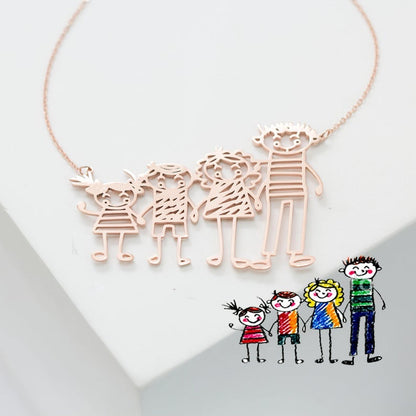 Actual Kids Drawing Personalized Custom Gold Plated Handwriting Necklace-silviax