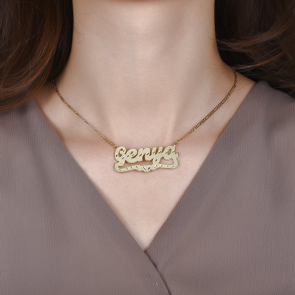 Diamond Cut Heart Gold Plated Personalized Name Necklace-silviax