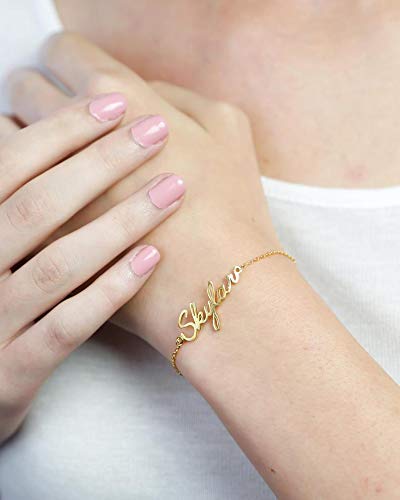 Gold Plated Classic Name Bracelet For Girls-silviax