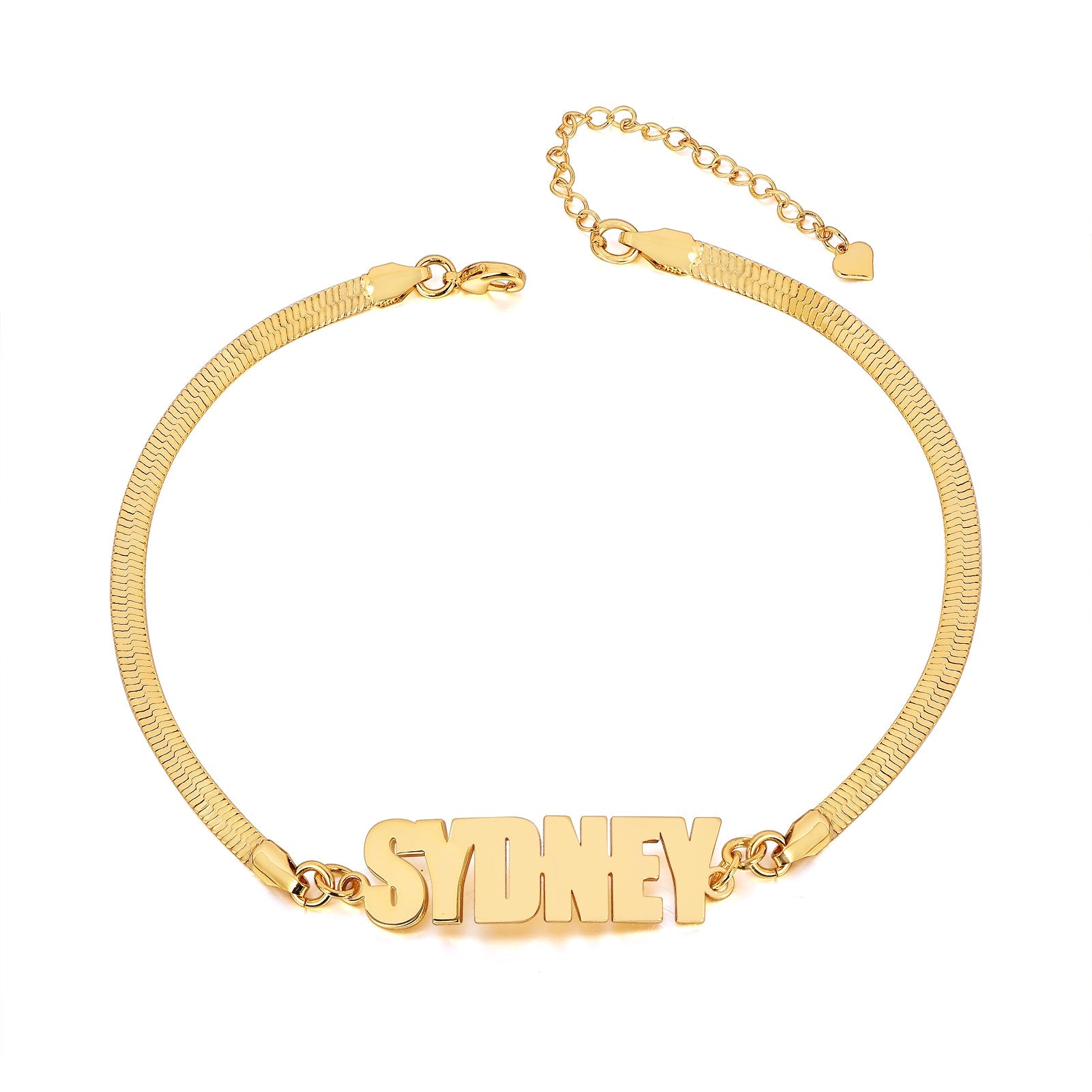 Capital Letter Nameplate with Snake Chain Personalized Custom Name Bracelet-silviax