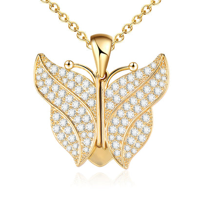 Butterfly Pendant Gold Plated Custom Engraved Necklace with Tag-silviax