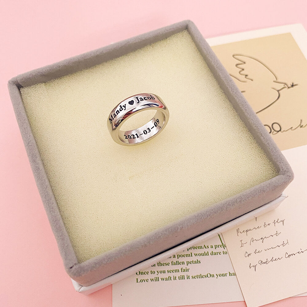 Sterling Silver Couple's Name Anniversary Personalized Custom Engraved Ring-silviax