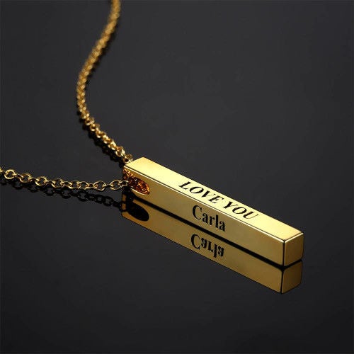 Bar Name Necklace Plated Gold Gift Personalized-silviax