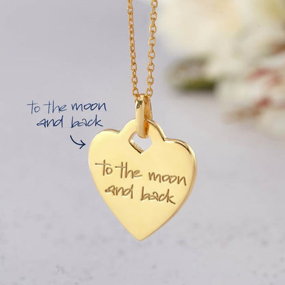 Handwriting Memorial Signature Heart Necklace Gold Plated-silviax