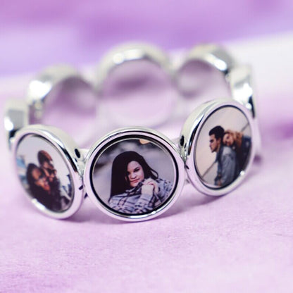 7 To 9 Photos Round White Gold Personalized Custom Photo Bracelet-silviax