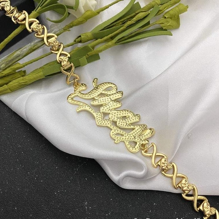 Heart Nameplate Custom Personalized Gold Plated Name Anklet-silviax