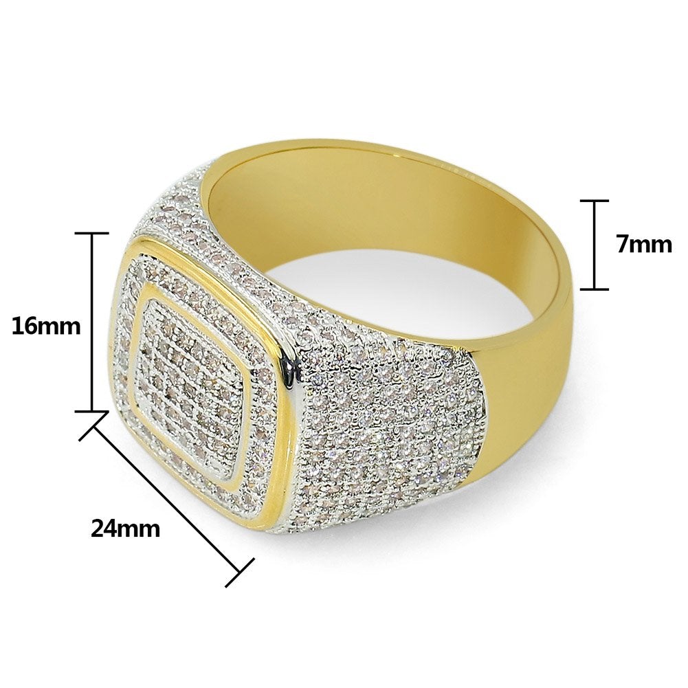 Micro Pave Bling Gold Plated Ring Hip Hop Style Jewelry for Men-silviax