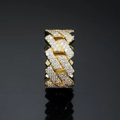 14mm Inlaid Crystal Gold Plated Cuban Ring-silviax