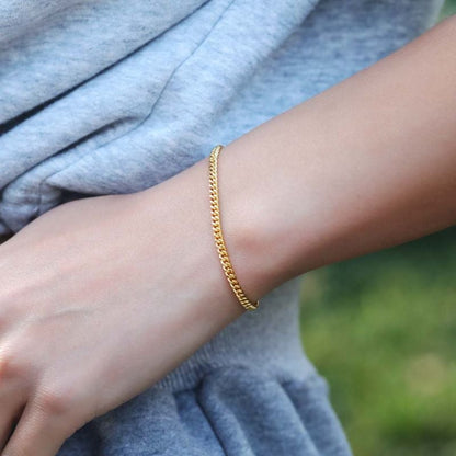 5mm Cuban Chain Gold Plated Bracelet-silviax