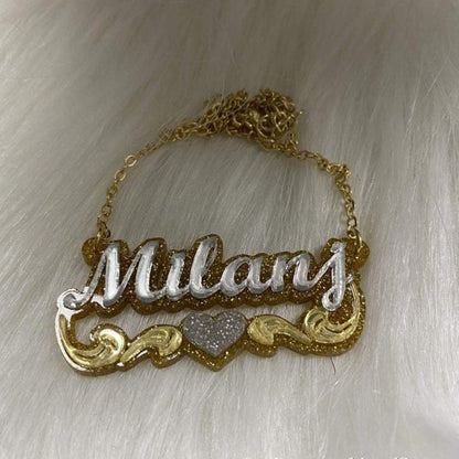 Acrylic Double Layer Two Tone Personalized Custom Name Necklace