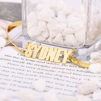 Capital Letter Nameplate with Snake Chain Personalized Name Necklace-silviax