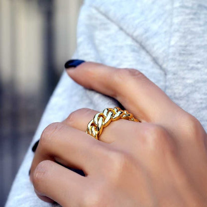 10mm Cuban Gold Plated Ring-silviax