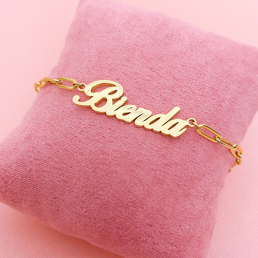 Lattice Chain Personalized Custom Gold Plated Name Bracelet