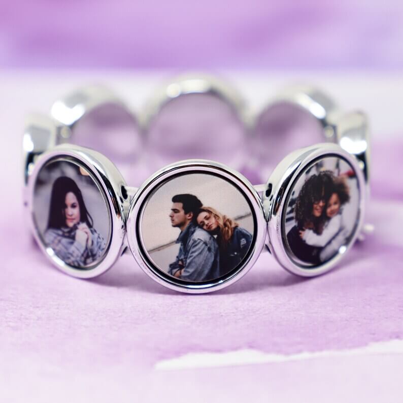 7 To 9 Photos Round White Gold Personalized Custom Photo Bracelet-silviax