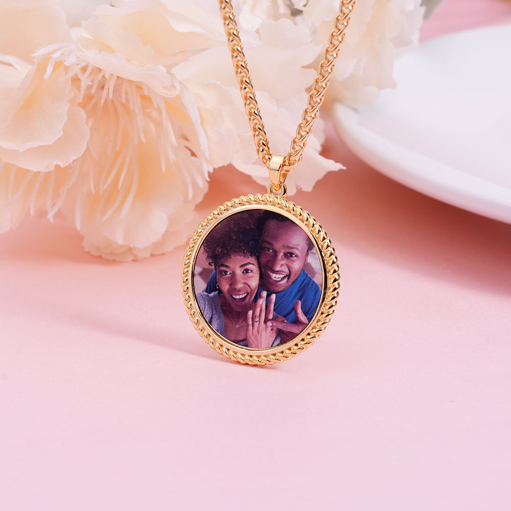 Photo Round Personalized Custom Hip Hop Necklace 