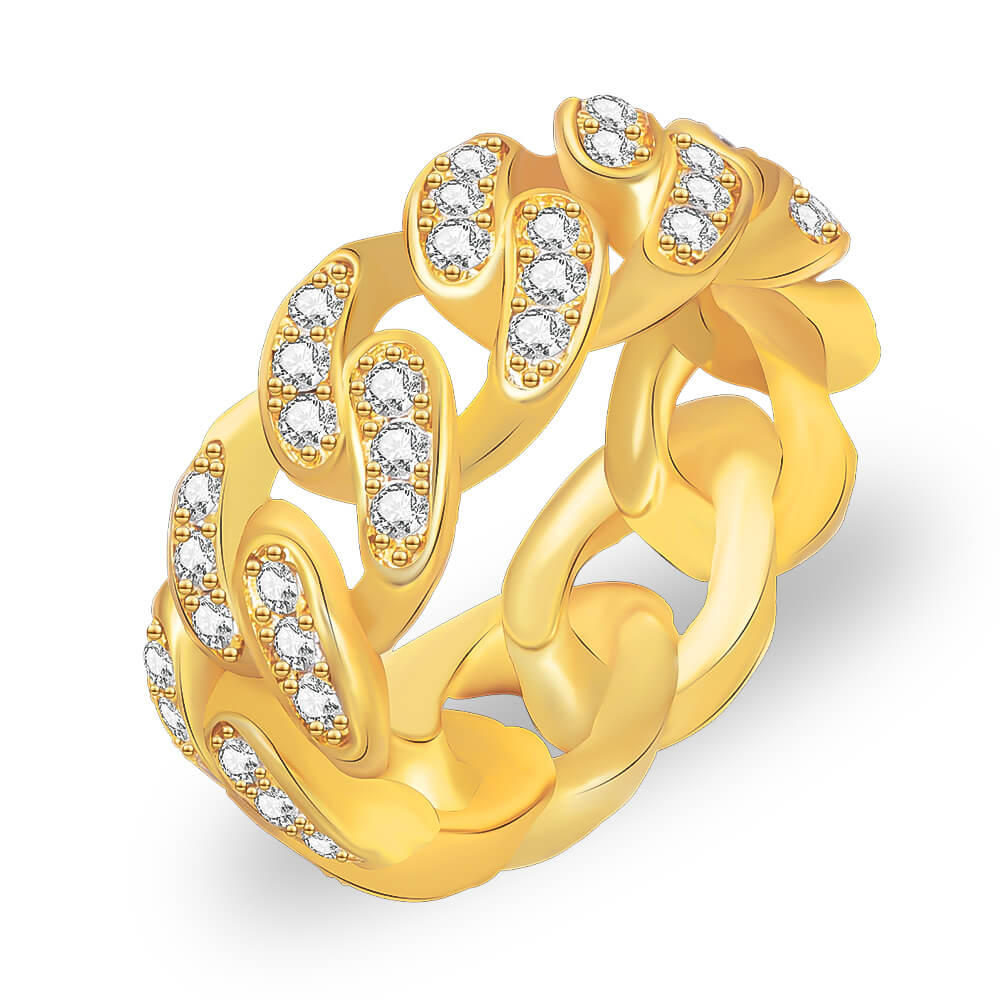 Iced 8mm Cuban Gold Plated Ring-silviax