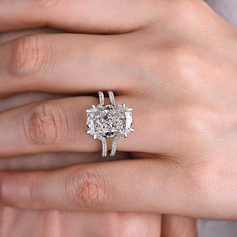 Gorgeous Split Shank Cushion Cut Engagement Ring In Sterling Silver-Maxinejewelry