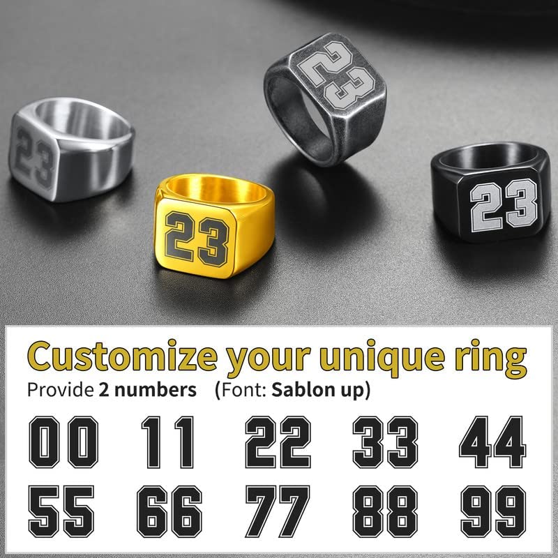 Custom Signet Number Ring Personalized Stainless Steel Name Ring-silviax