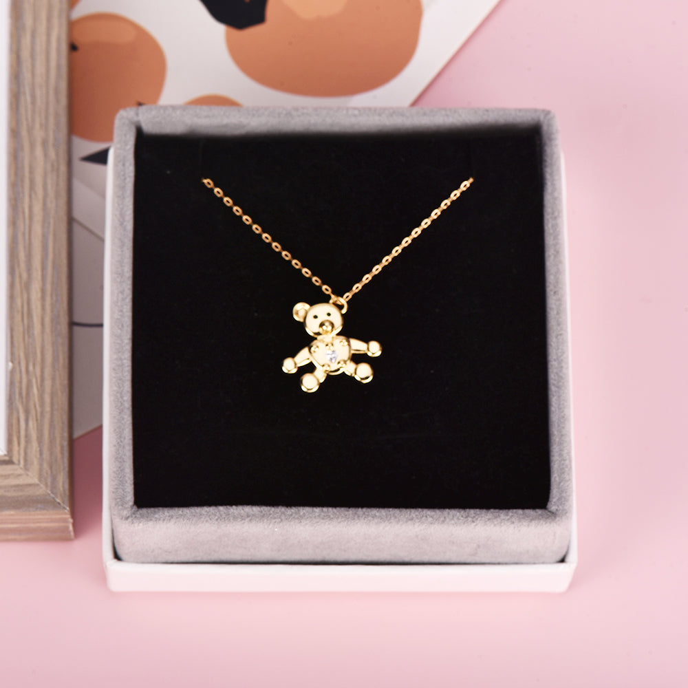 Gold Plated Cute Teddy Bear Necklace-silviax