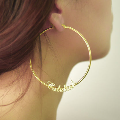 60mm Customized Hoop Gold Plated  Name Earring