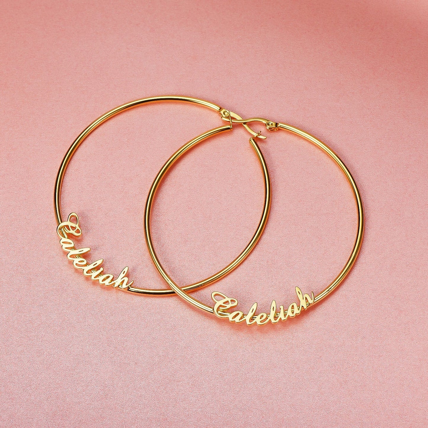 60mm Customized Hoop Gold Plated  Name Earring