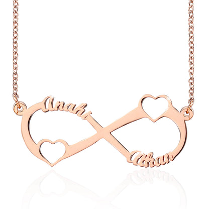 Double Heart Infinity Necklace Nameplate With 2 Names-silviax