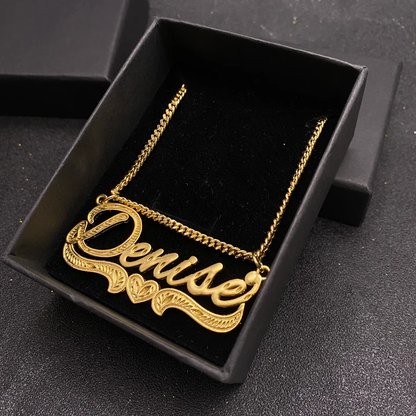 Personalized Nameplate Pendant Gold Plated Name Necklace with Heart-silviax