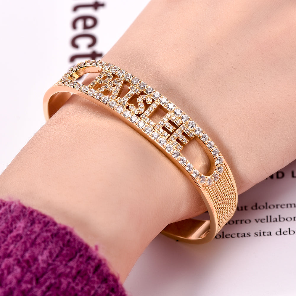 Personalized Name Bracelet Gold Plated With Zircon