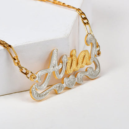 Heart Two Tone Gold Plated Personalized Custom Name Anklet-silviax