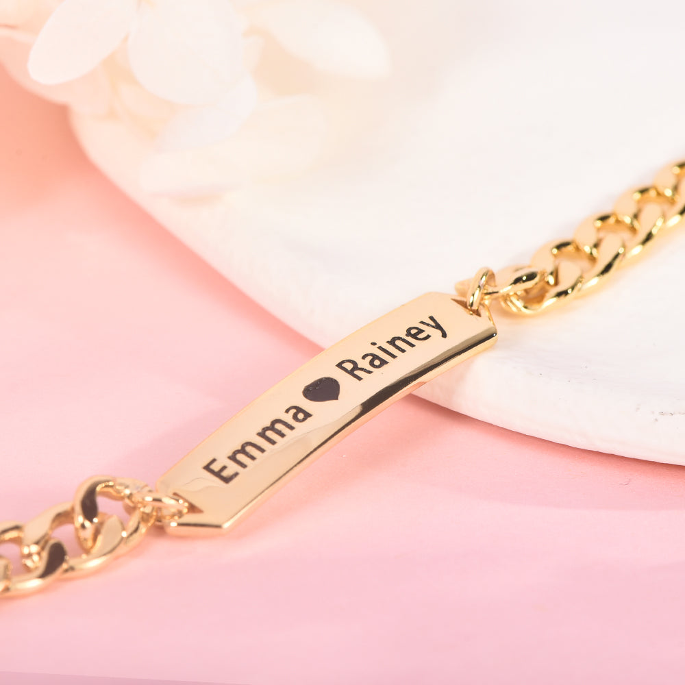 6mm Gold Plated Customized Name Couple Bracelet-silviax