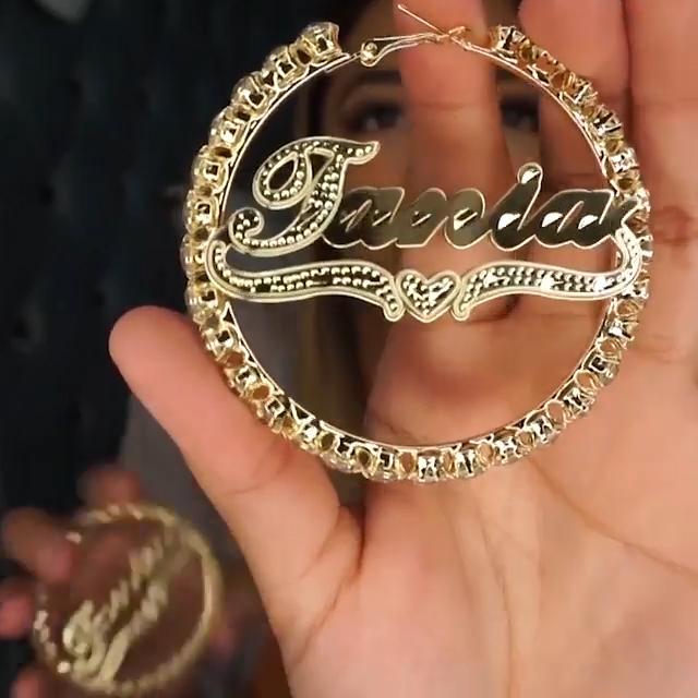 Gold Plated Personalized Hoop Name Earrings