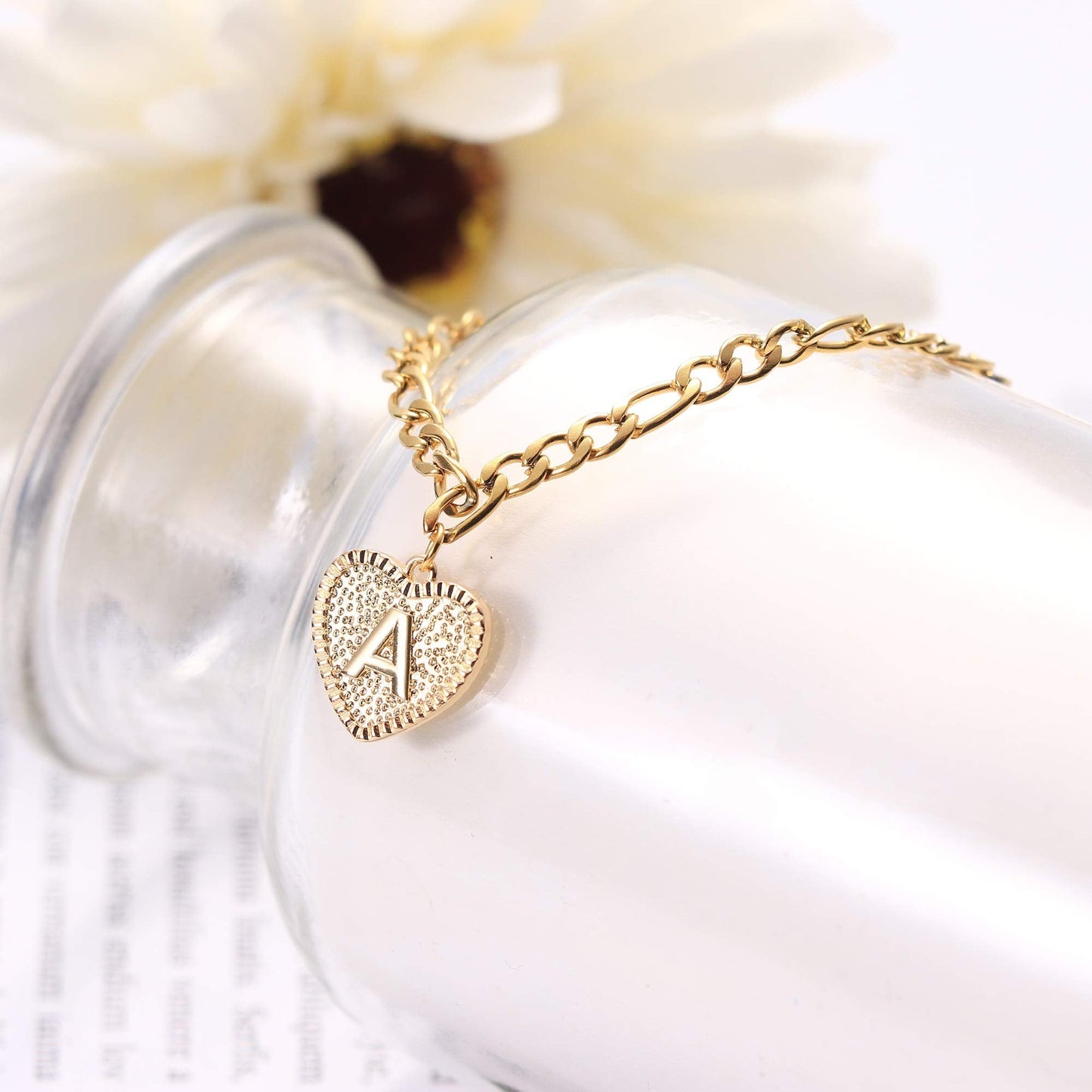 Heart Initial Letter Gold Plated Bracelet-silviax